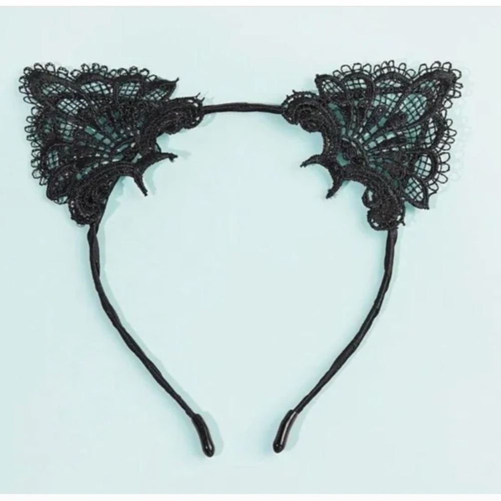 NIP! Black Lace Cat Ears Headband Hair Band!